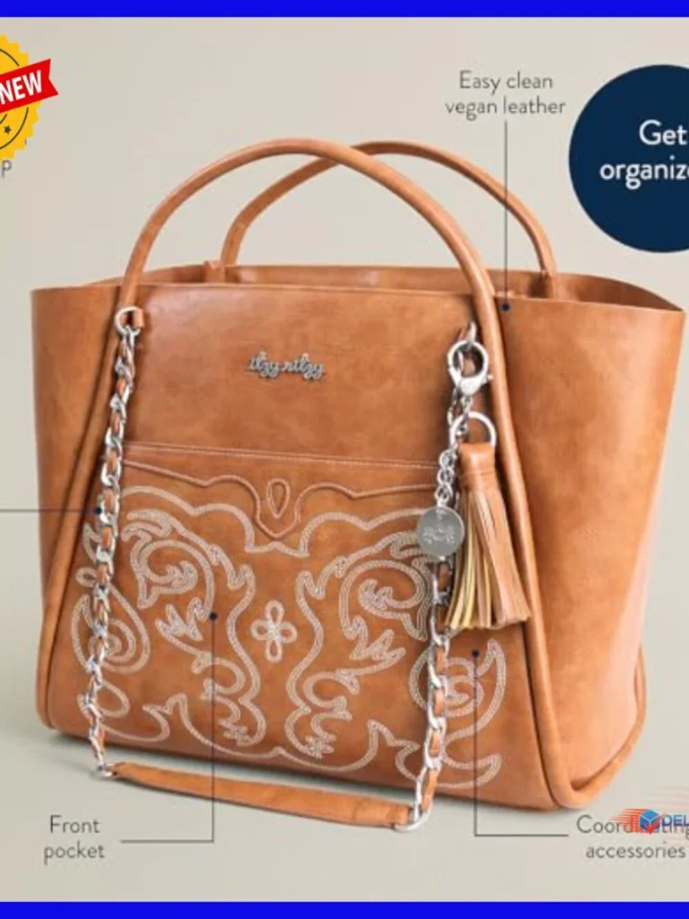 Large Vegan Leather Diaper Tote with Stroller Straps & Changing Pad